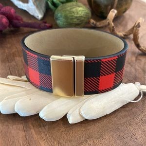 Red & Black Buffalo Check Plaid Bracelet